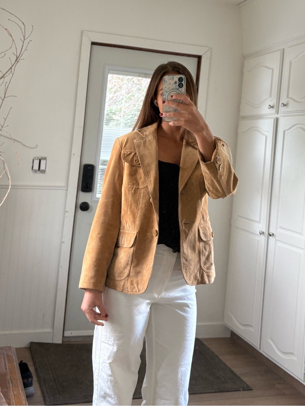 Denver Hayes Suede Blazer Jacket Tan Leather Medium